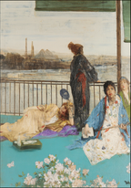 Variations in Flesh Colour and Green – The Balcony – James McNeill Whistler Poster | Tonalist Figurative & Interior Scene Art Print