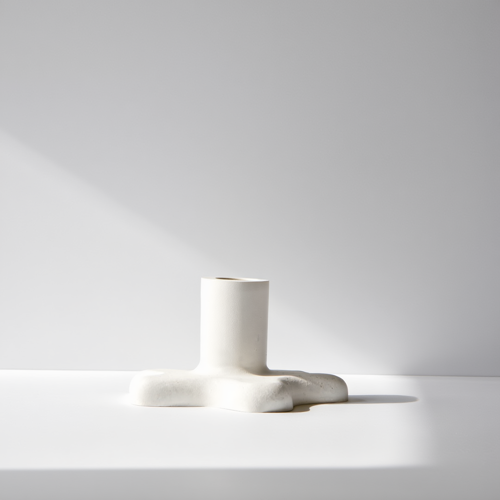 Minimalist Flower Shaped Plaster Candle Holder – White Cream  Home Decor