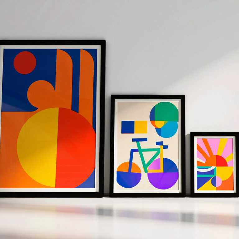 Bauhaus Geometric Pop Art – Living Room Set of 3