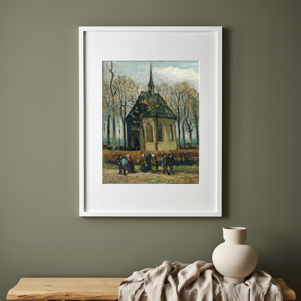 Congregation Leaving the Reformed Church in Nuenen (1884) – Vincent van Gogh Art Print | Early Dutch Period Wall Art