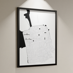 San Francisco City Map Poster – Minimalist Black & White Urban Wall Art Print