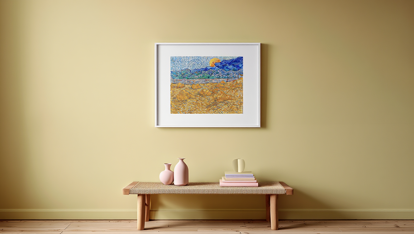 Vincent Van Gogh - Landscape with Wheat Sheaves and Rising Moon Poster