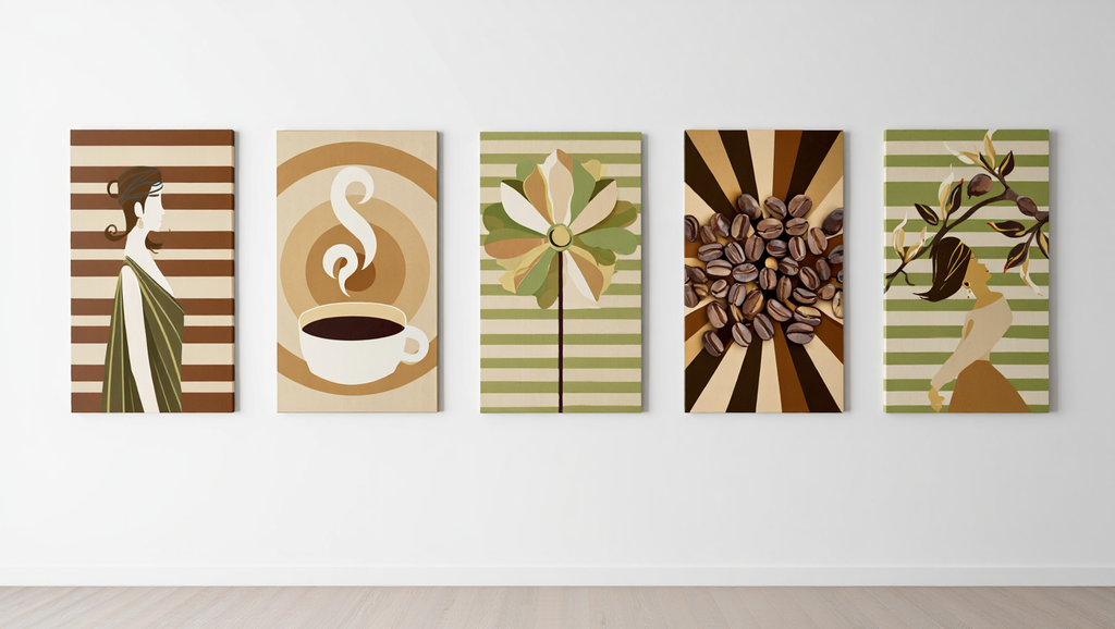 Modern Coffee & Vase Abstract Collection – Set of 5