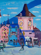 Bern with Belltower – Ernst Ludwig Kirchner Poster | Expressionist Urban & Architectural Landscape Art PrintErnst Ludwig Kirchner - Bern with Belltower - Hakyarts