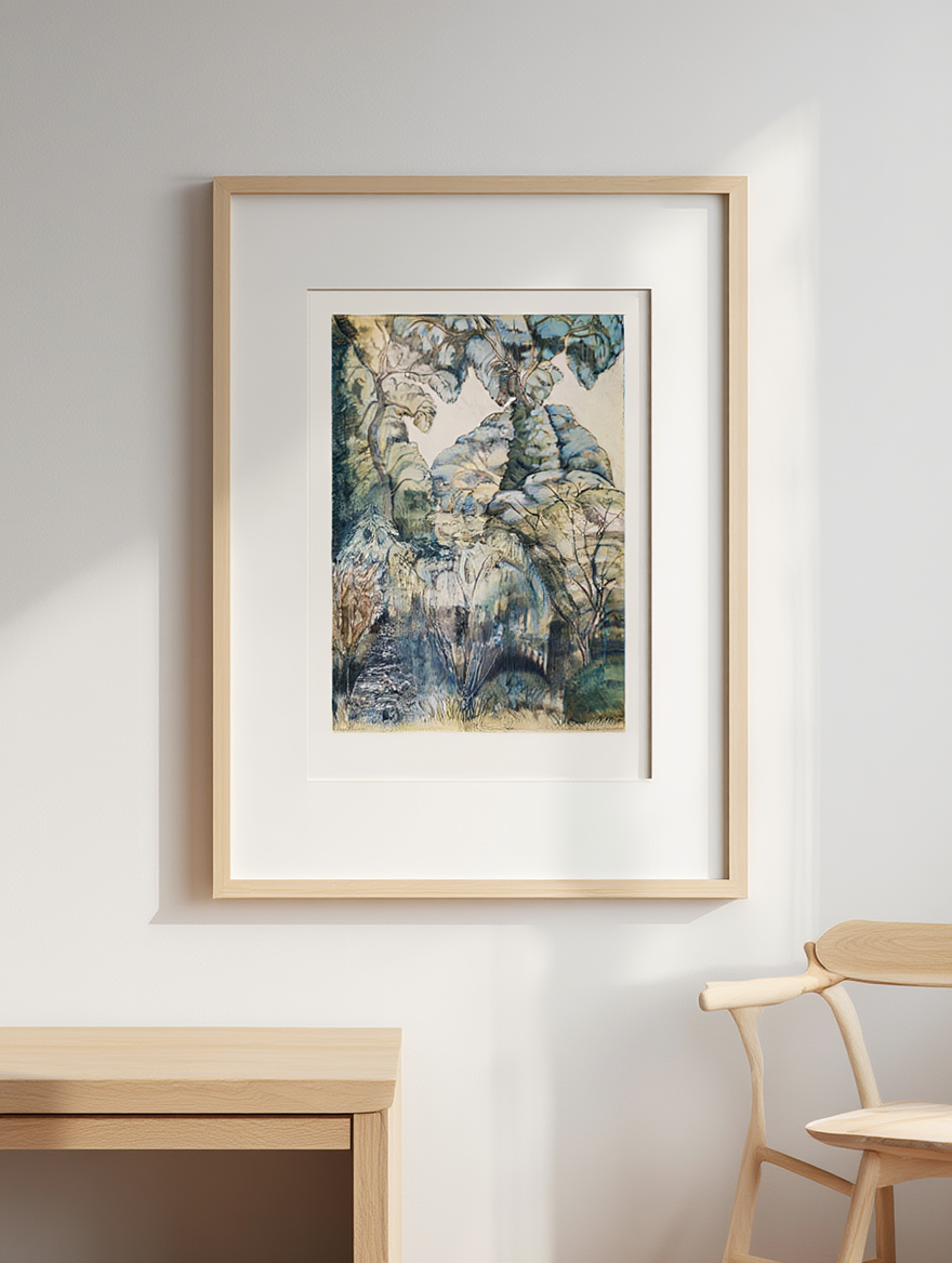 Paul Nash – Trees in Bird Garden, Iver Heath, 1913 – Modernist Landscape Art Print | British Wall Decor