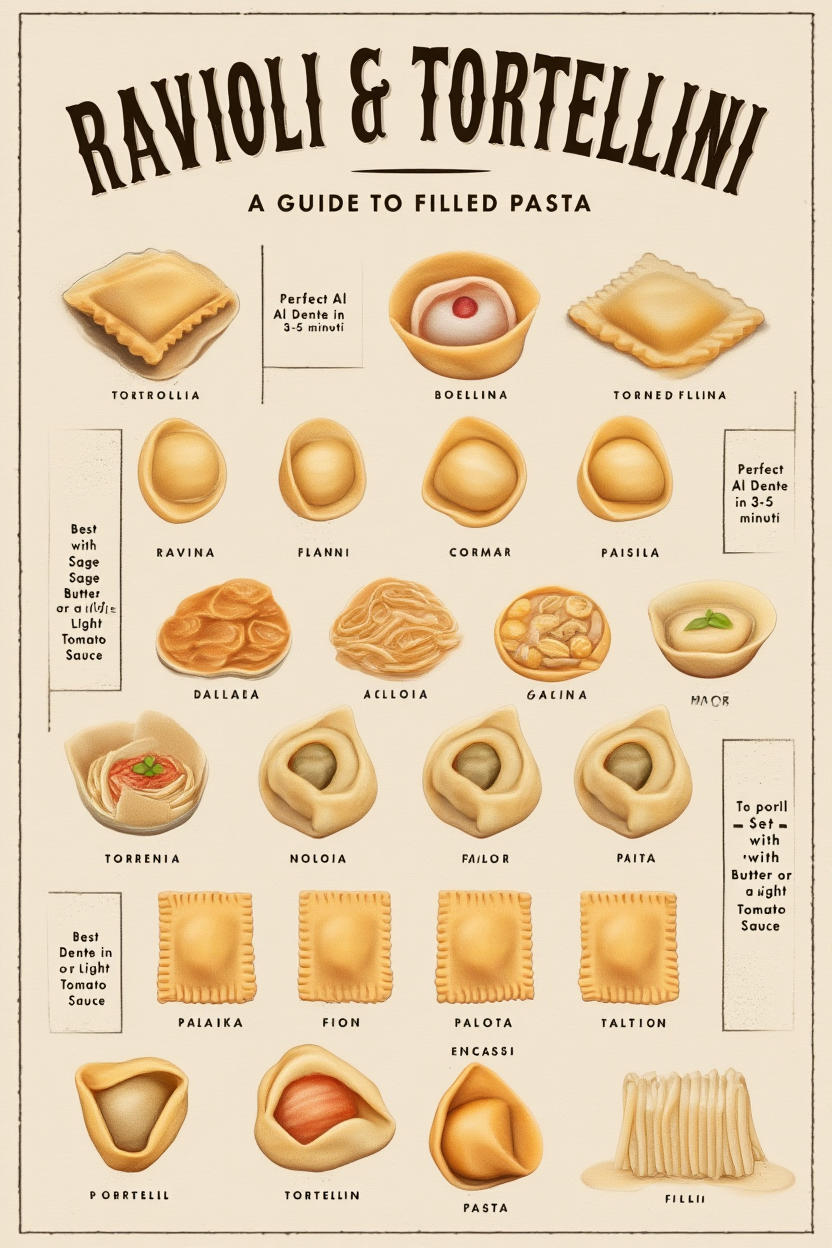 4 Pasta Prints – Retro Italian Kitchen Wall Art