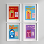 Vibrant Retro Cocktail Posters – 4-Piece Kitchen Wall Art - Hakyarts