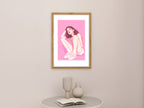 Pink Minimalist Woman Portrait Wall Art