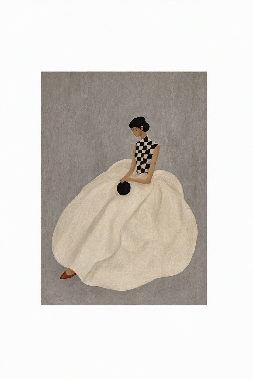 Canvas Print Seated Figure in Cream | Contemporary Figurative
