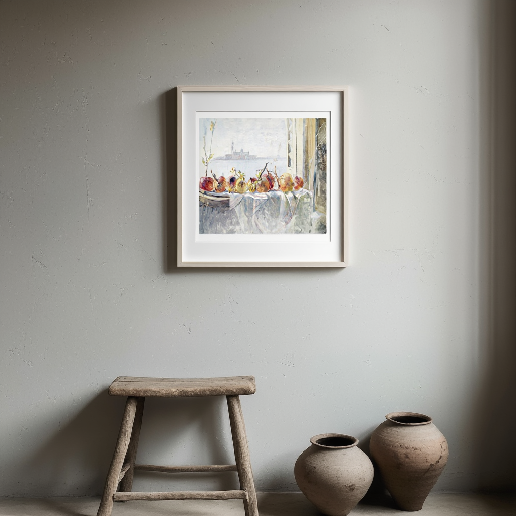 Granatäpfel auf einer Fensterbank