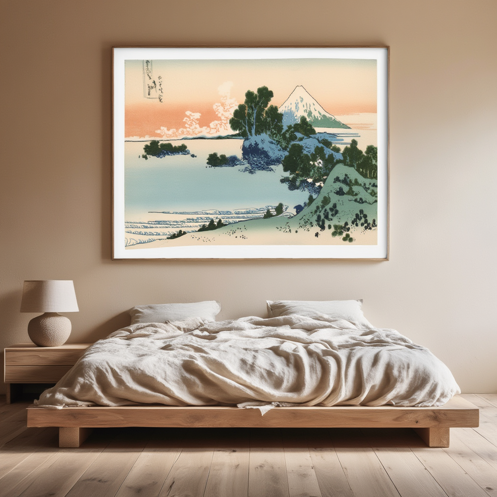 Shichiri Beach in Sagami Province – Katsushika Hokusai – Vintage Japanese Ukiyo-e Art Print