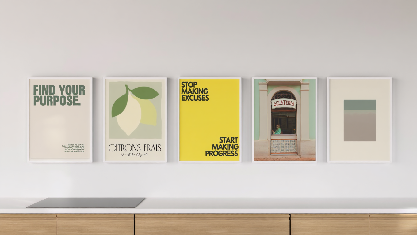 Abstract Geometric Positivity – 5 Modern Wall Art Prints