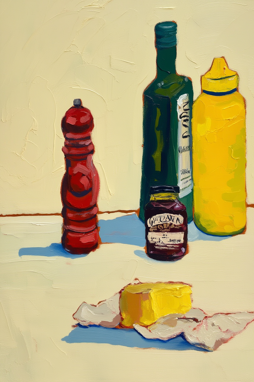 Olive Oil & Butter Table – Minimalist Culinary Art Print