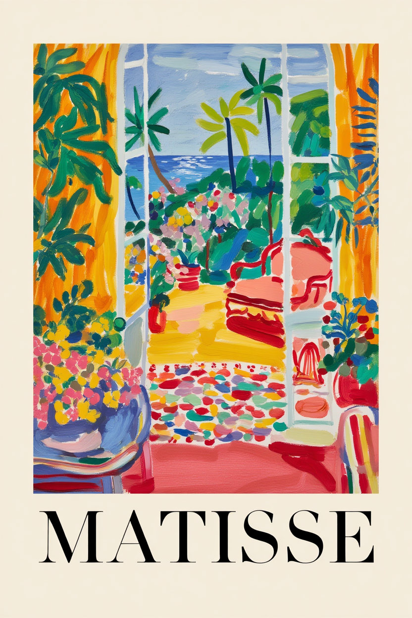 Matisse Tropical Interior Art Print  – 4 Colorful Modern Prints | Gallery Wall Décor for Living Room, Bedroom & Office