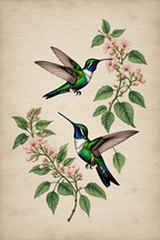 Hummingbirds Floral – 4 Prints