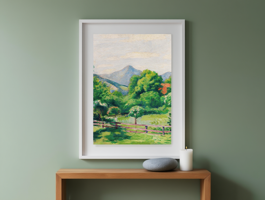 August Macke - Garden in Tegernsee with House and Mountain