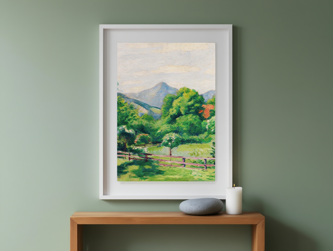 August Macke - Garden in Tegernsee with House and Mountain