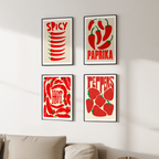 4 Red Pepper Prints – Minimalist Kitchen Wall Art Collection - Hakyarts