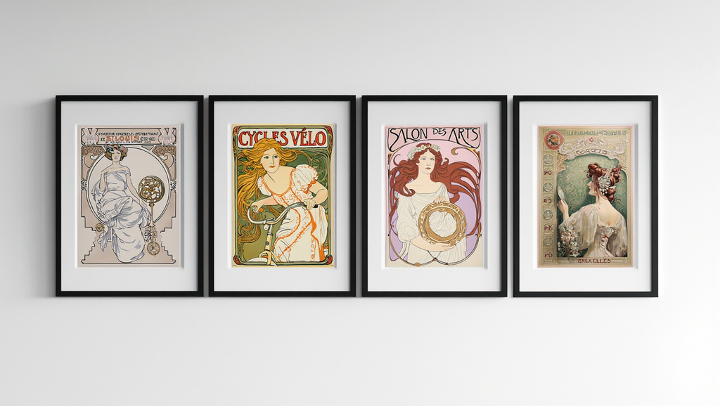 Alphonse Mucha 4-Print Collection – Art Nouveau Elegance
