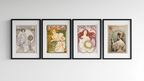Alphonse Mucha 4-Print Collection – Art Nouveau Elegance - Hakyarts