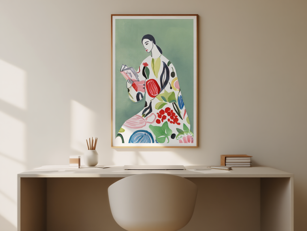 Botanical Figure – Woman Reading Print