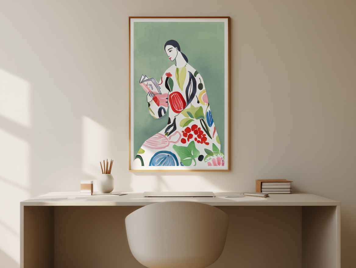Botanical Figure – Woman Reading Print