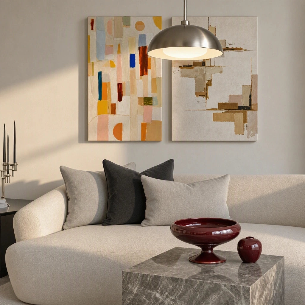 Set of 2 Canvas Prints – Oats Variation – Lost in the Sky & Contemporary Abstract Shapes | Modern Wall Art