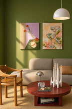 Set of 2 Canvas Prints – Dirty Olives Martini & Contemporary Still Life | Cocktail and Modern Still Life Wall Art