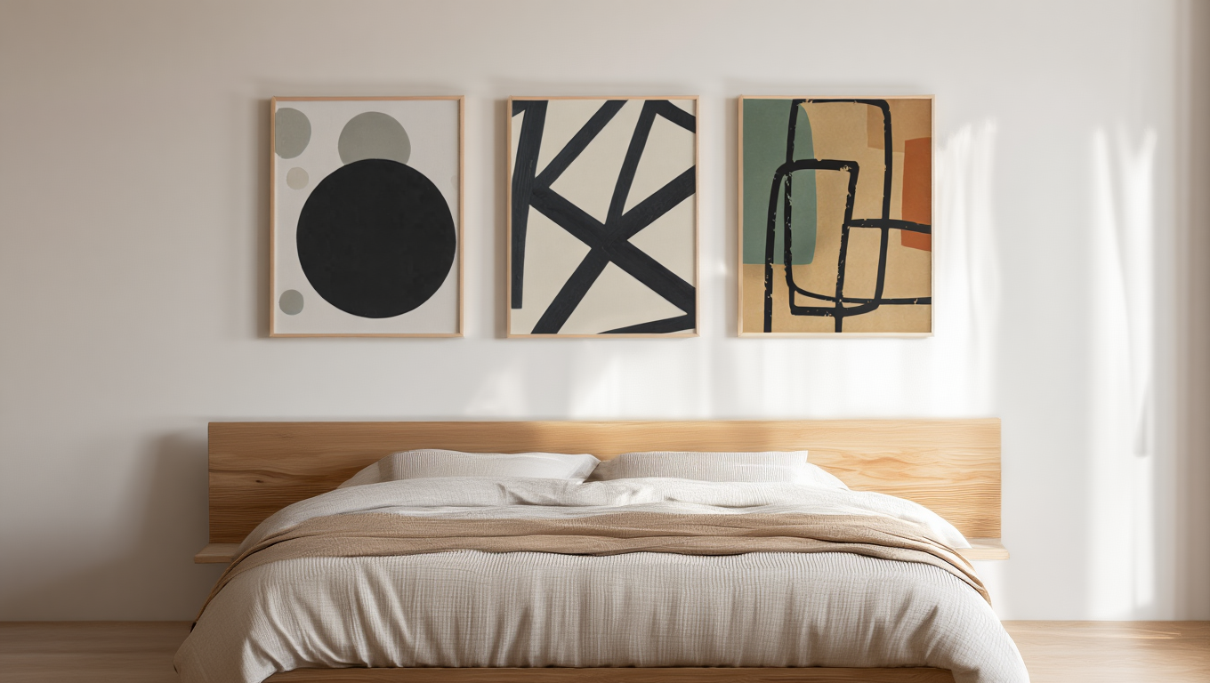 Abstract Gallery – Japandi Living Room Set of 3