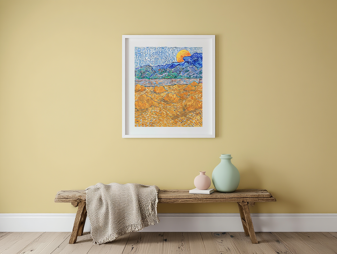 Vincent Van Gogh - Landscape with Wheat Sheaves and Rising Moon Poster