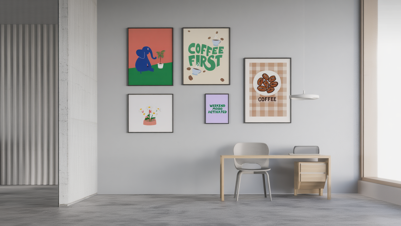 Colourful Electric Green – Weekend Mood Coffee 5-Prints