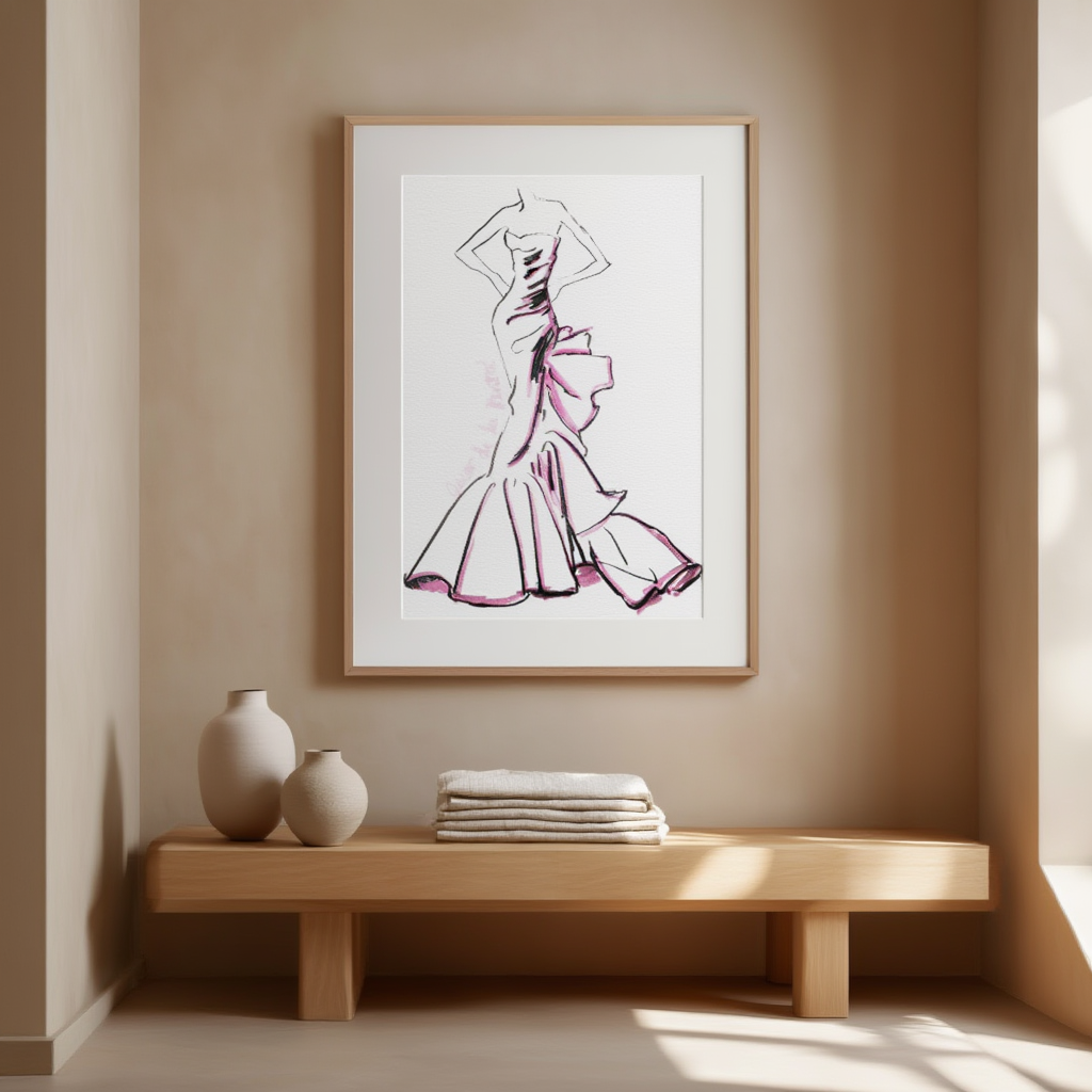 Vintage Illustration – Oscar de La Renta Modeplakat