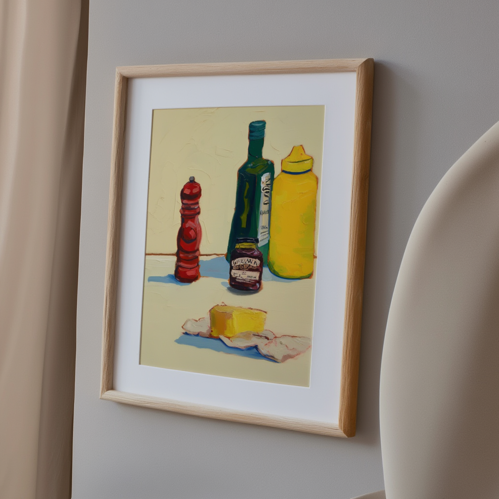 Olive Oil & Butter Table – Minimalist Culinary Art Print