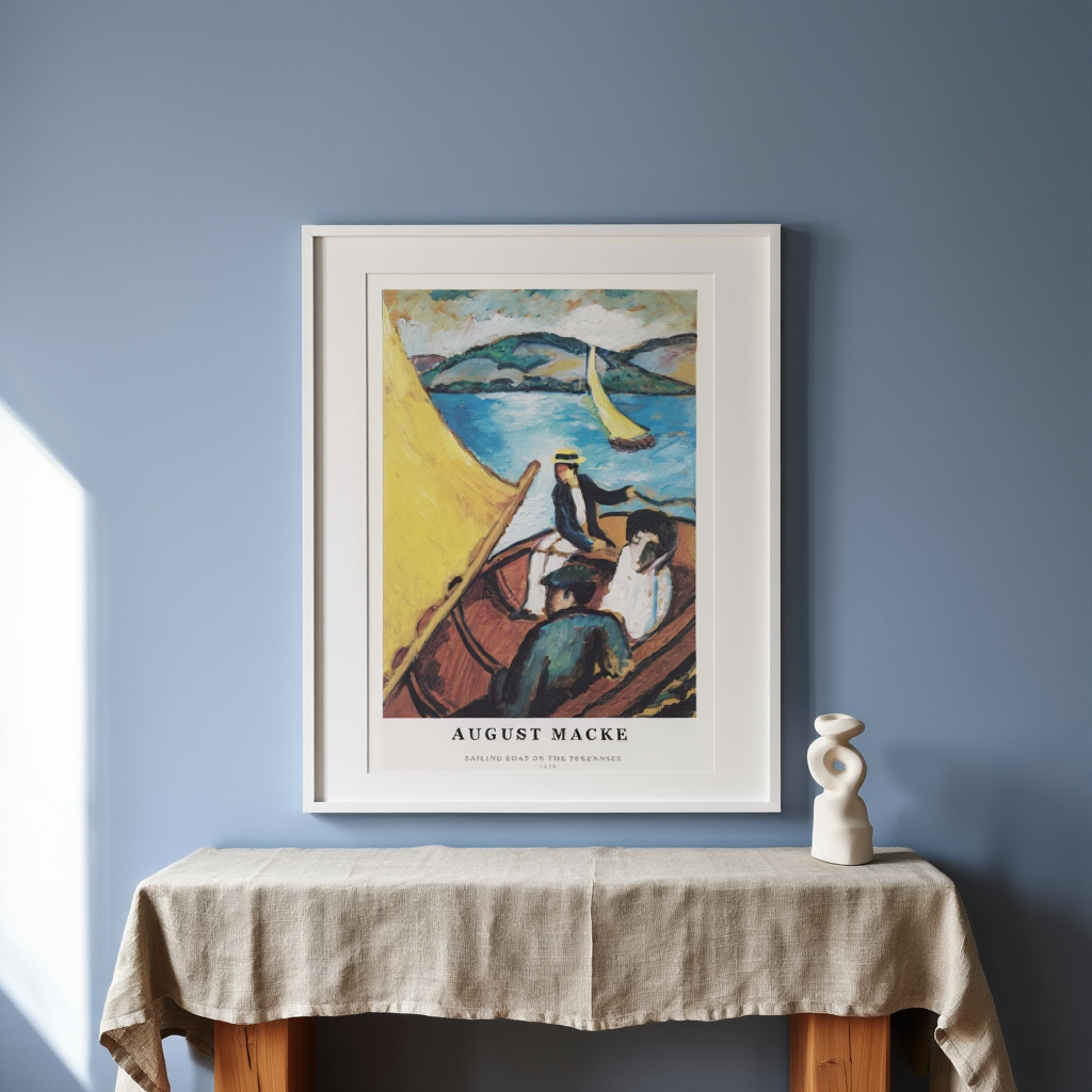 August Macke – Sailing Boat on the Tegernsee - Vibrant Expressionist Landscape Print