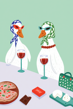 Maximalist Food & Playful Wall Art Set of 3 – Avocado, Ducks Brunch & Pasta Shapes Minimal Prints