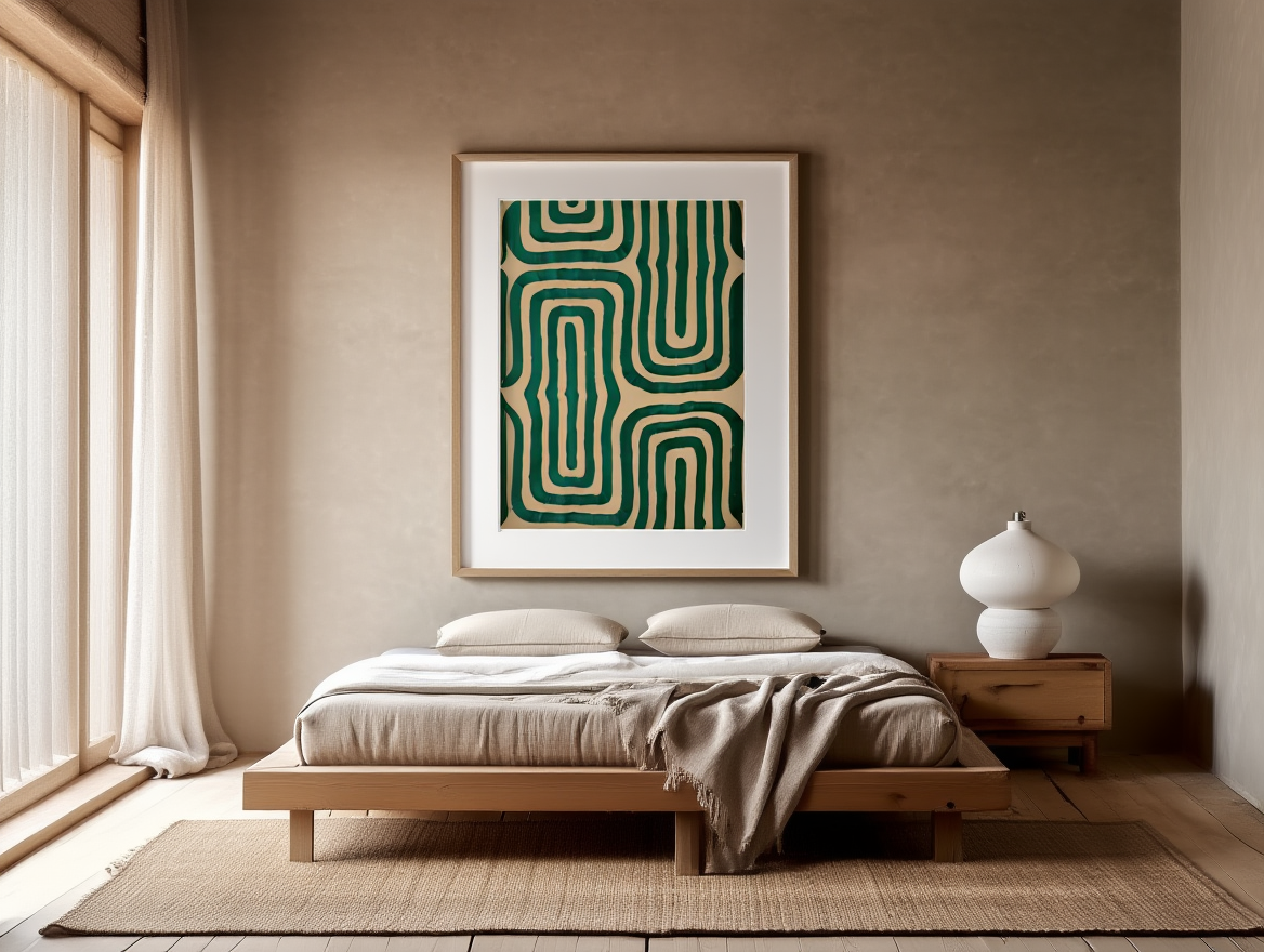 Geometric Maze Bold Green Abstract Art Poster