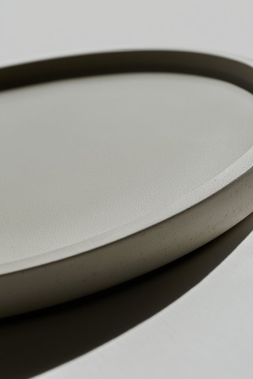 Minimalist Round Plaster Tray – Medium White Cream  Home Decor