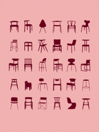 Set of 3 Contemporary & Japanese Art Wall Prints – Myriam Thyes Abstract Spaces, Minimalist Chair Design & Hashiguchi Goyō Illustration Set