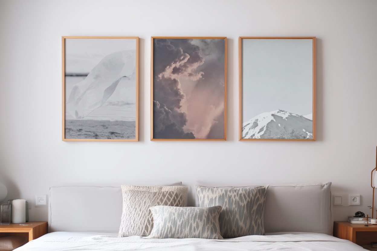 Monochrome Skies: 3 Black & White Cloud Prints Set