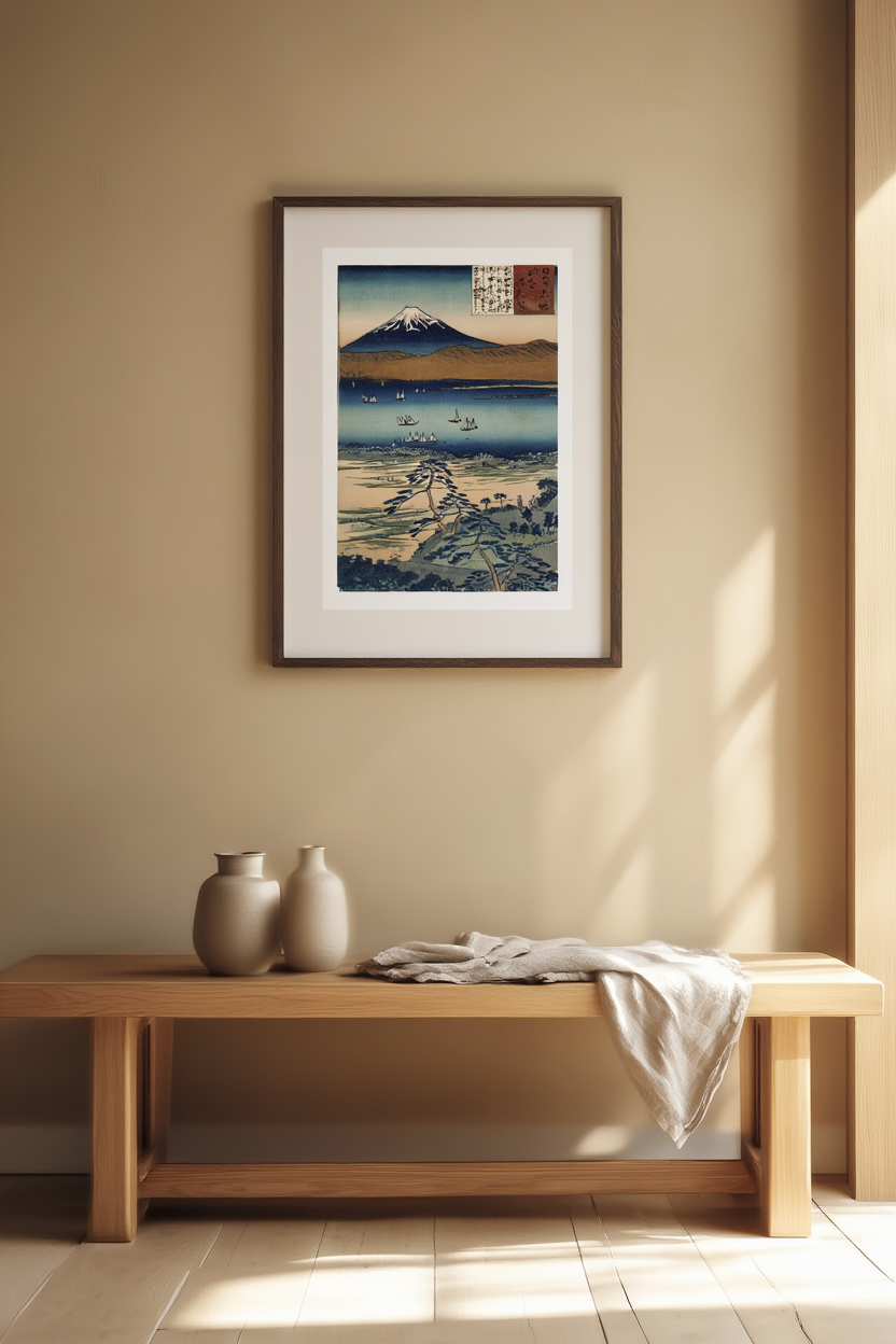 View of Fuji from the Coast of Kiyomigata by Kobayashi Kiyochika – Japanese Ukiyo-e Art Print