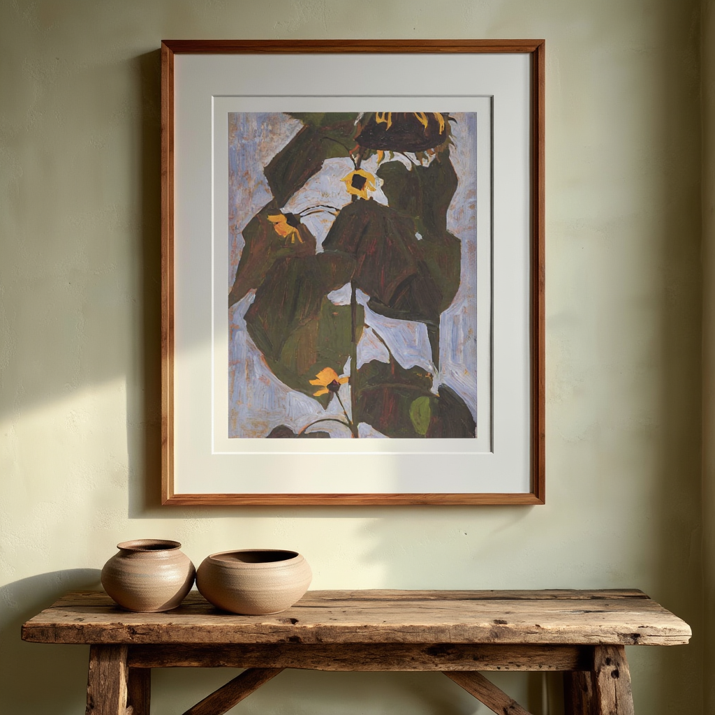 Egon Schiele – Sunflower, 1908 – Expressionist Floral Art Print | Modernist Wall Decor