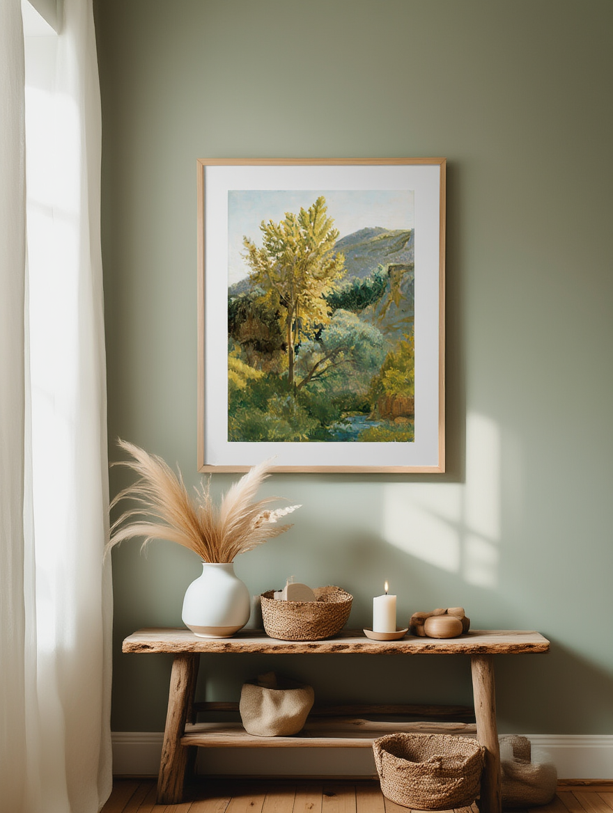 Study of a Tree Near a Torrent in Italy by Jean‑Baptiste‑Camille Corot – Vintage Landscape Wall Art Print - Hakyarts