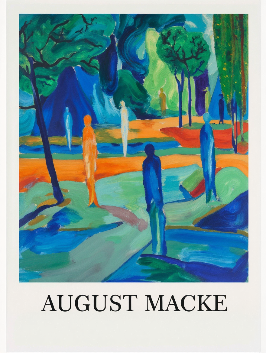 Colorful Geometric August Macke Art Set – 4 Prints for Gallery Wall Decor