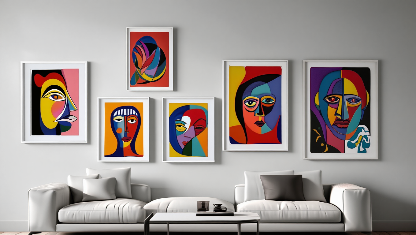 Mixed Picasso & Matisse Abstract Collection – Dining Room Set of 7