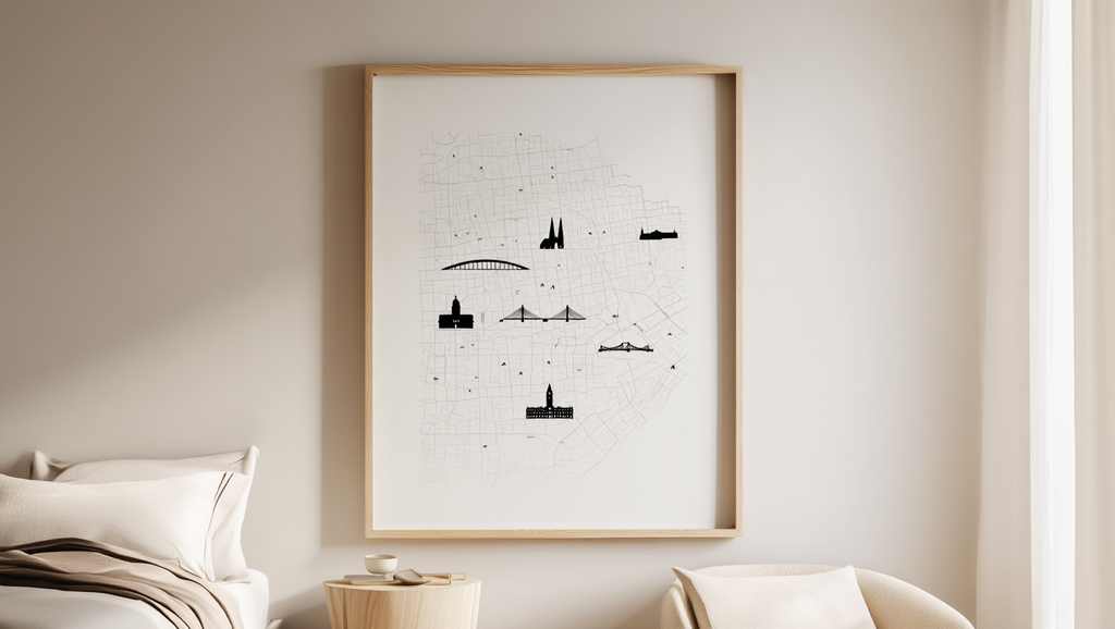 Glasgow City Map Poster – Black and White Minimalist Wall Art Print