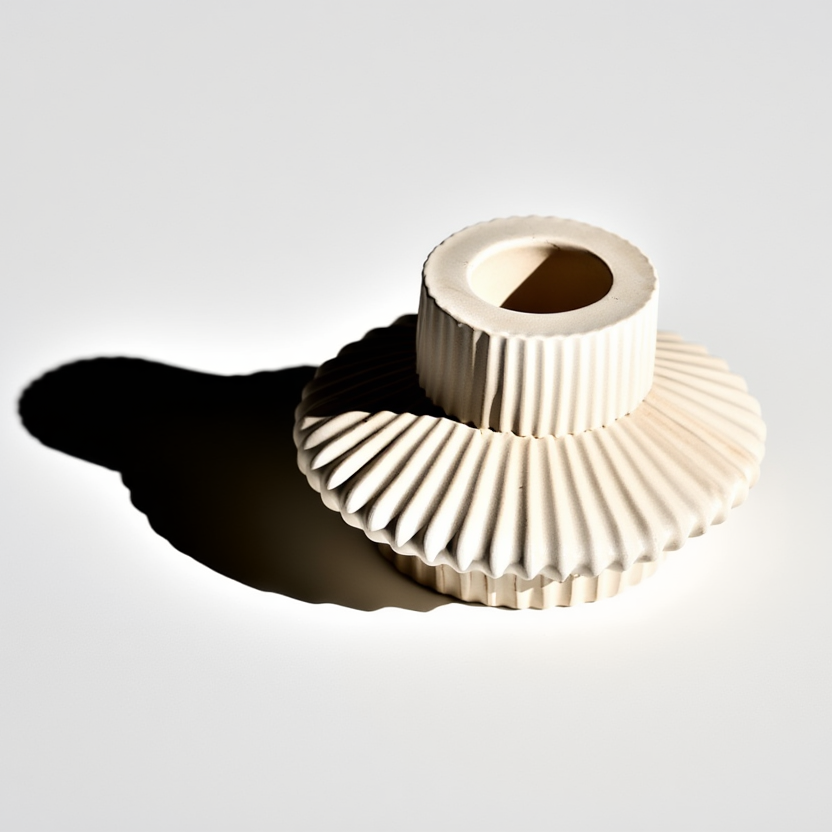 Minimalist Striped Candle Holder – White Cream Home Decor