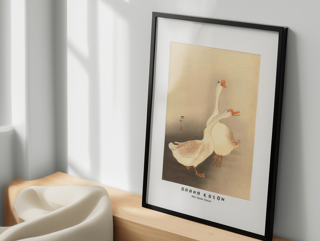 Ohara Koson - Two White Geese Poster