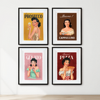 4 Vintage Italian Food Lovers Posters – Retro Pasta, Pizza & Culinary Wall Art - Hakyarts