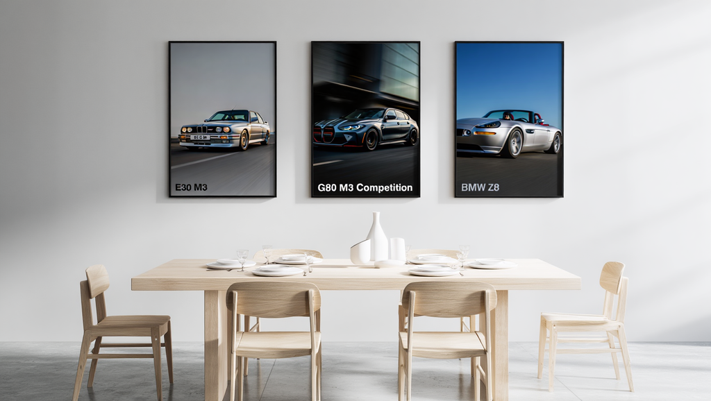 Famous BMW Cars Gallery – Light Grey Scandinavian Bedroom – Set of 3