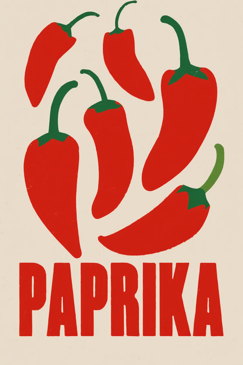 Set of 4 Paprika Spicy Hot Pepper Prints – Vibrant Culinary Wall Art - Hakyarts
